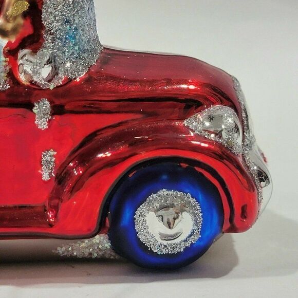BRN License Christmas Ornament Blown Glass Santa w Tree on car Netherlands Flag - Picture 11 of 12